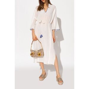 TORY BURCH Crochet-trimmed Cotton Gauze Midi Coverup Dress